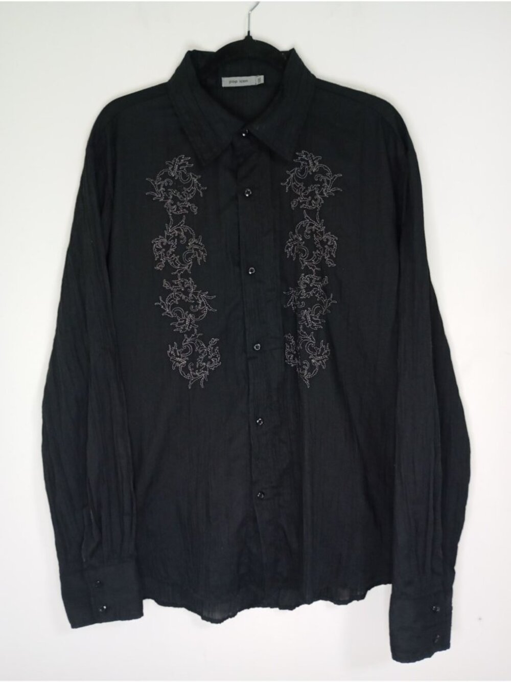 Pop Icon Button-Up Shirt Floral Design Long Sleeves Size XXL Cotton Blend